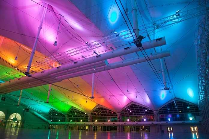 Convention Center Sails with pavilion lights illuminates events in first year